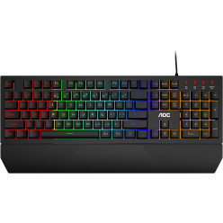 AOC GK200 RGB Membrane Gaming Keyboard (RU), Backlight (RGB), 100% anti-ghosting, USB Hub: 1 x USB, Ultra-portable design, Magnetic Leather Wrist Rest, USB